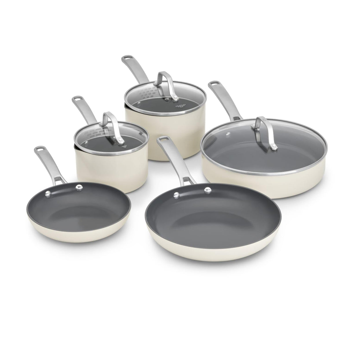 Calphalon Ceramic Nonstick 12 Piece Cookware Set, Easy Cleanup Pots and Pans for Everyday Cooking, PFAS-Free Kitchen Set, Dishwasher Safe, Oven Safe, Flour