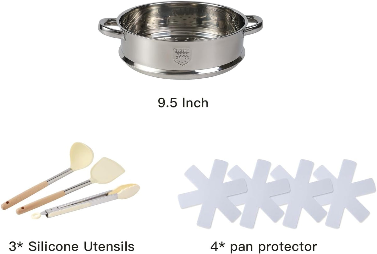 Anymark 16PCS Pots and Pans Set Non Stick Cookware (white, 16pieces)