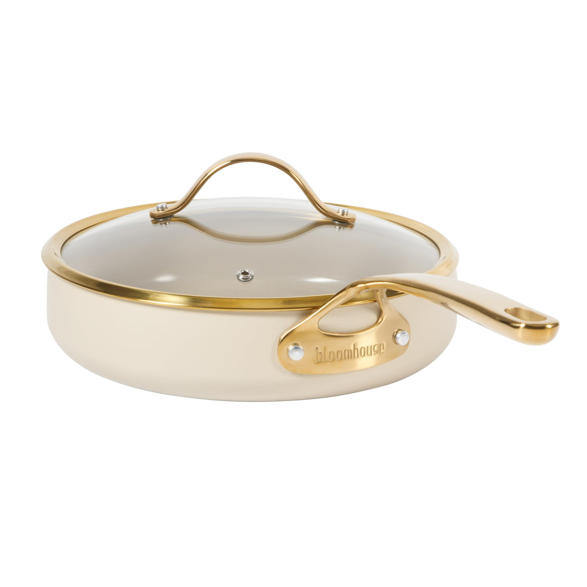 Bloomhouse 15-Piece Ceramic Nonstick Cookware Set, Two Time Oprah's Favorite Things, Heavy-Gauge Aluminum Pots and Pans Set, PFAS & PFOA & PTFE Free Ceramic Cookware, Oven Safe to 500°F, Almond Cream