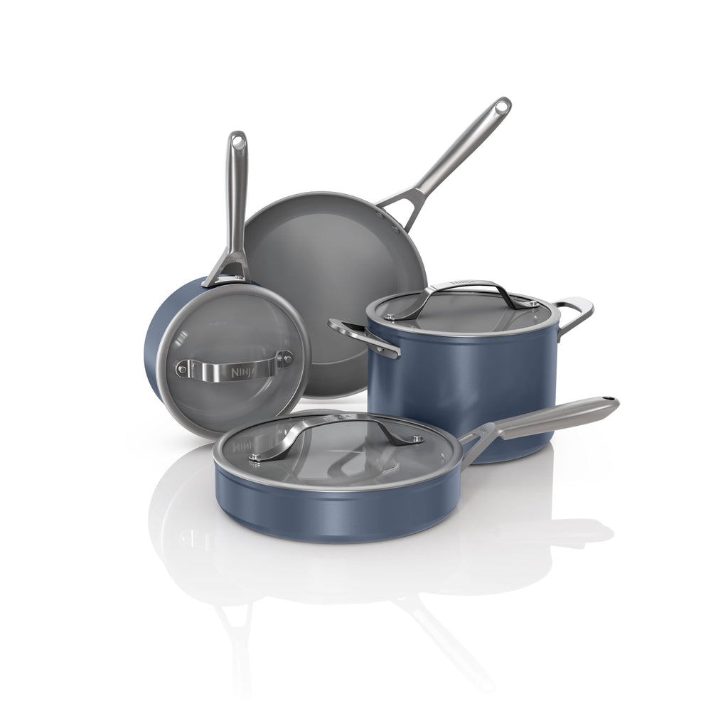 Ninja Ceramic Pro 11Piece Cookware Set, NonStick Pots & Pans Set with Glass Lids, Nontoxic, PTFE Free, Ceramic Coated, Oven Safe, All Stovetops & Induction Compatible, British Racing Green, CW39011GN