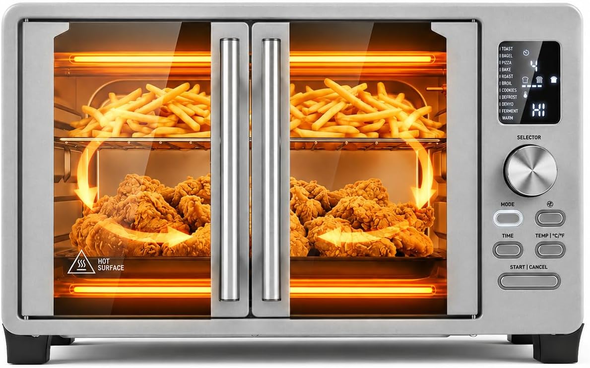 DORTALA 26.4 QT French Door Air Fryer Toaster Oven Combo, 1500W