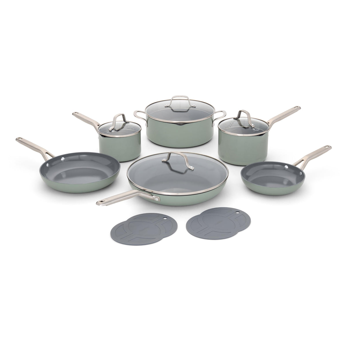 Calphalon Ceramic Nonstick 12 Piece Cookware Set, Easy Cleanup Pots and Pans for Everyday Cooking, PFAS-Free Kitchen Set, Dishwasher Safe, Oven Safe, Flour