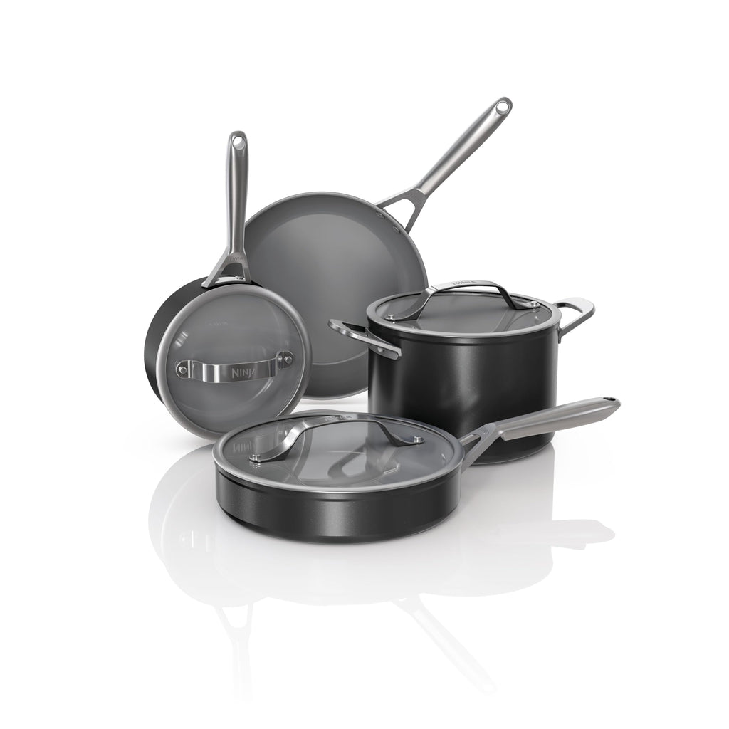 Ninja Ceramic Pro 11Piece Cookware Set, NonStick Pots & Pans Set with Glass Lids, Nontoxic, PTFE Free, Ceramic Coated, Oven Safe, All Stovetops & Induction Compatible, British Racing Green, CW39011GN