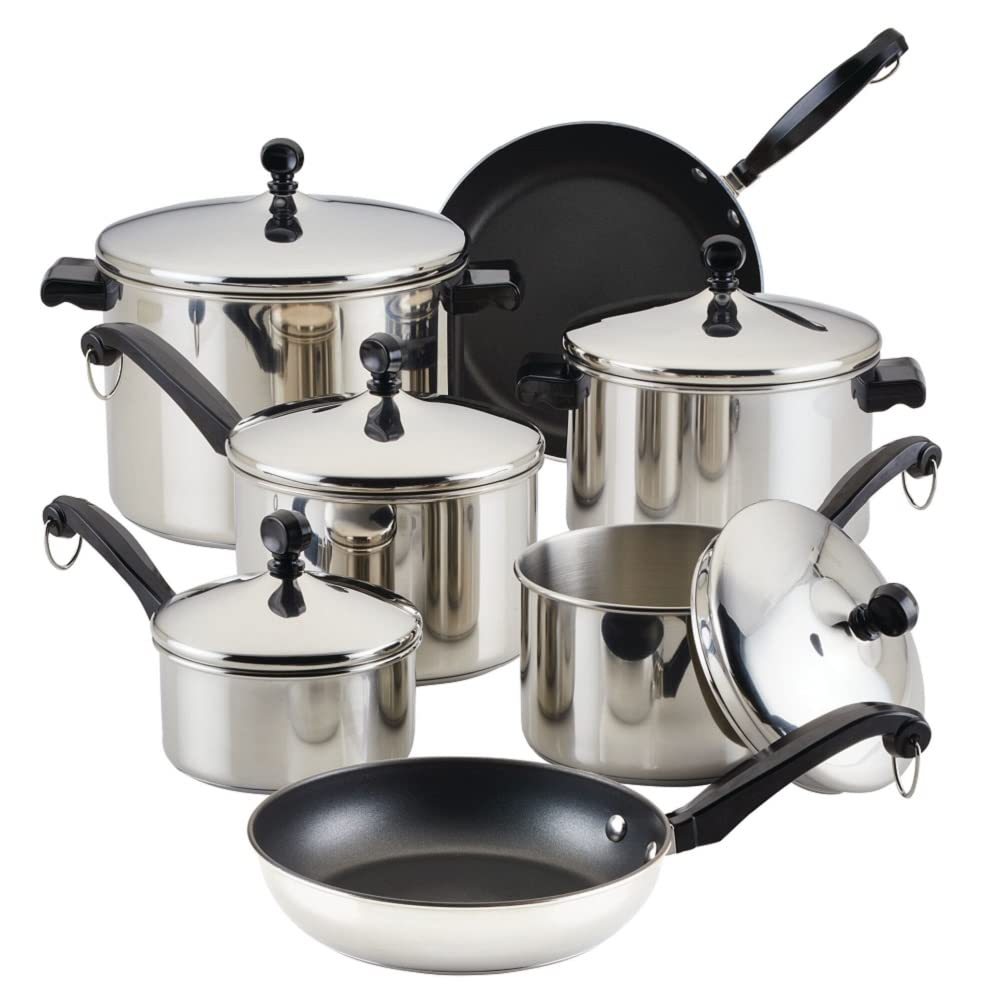 Farberware Classic Series Stainless Steel Pots and Pans Set, 15-Piece