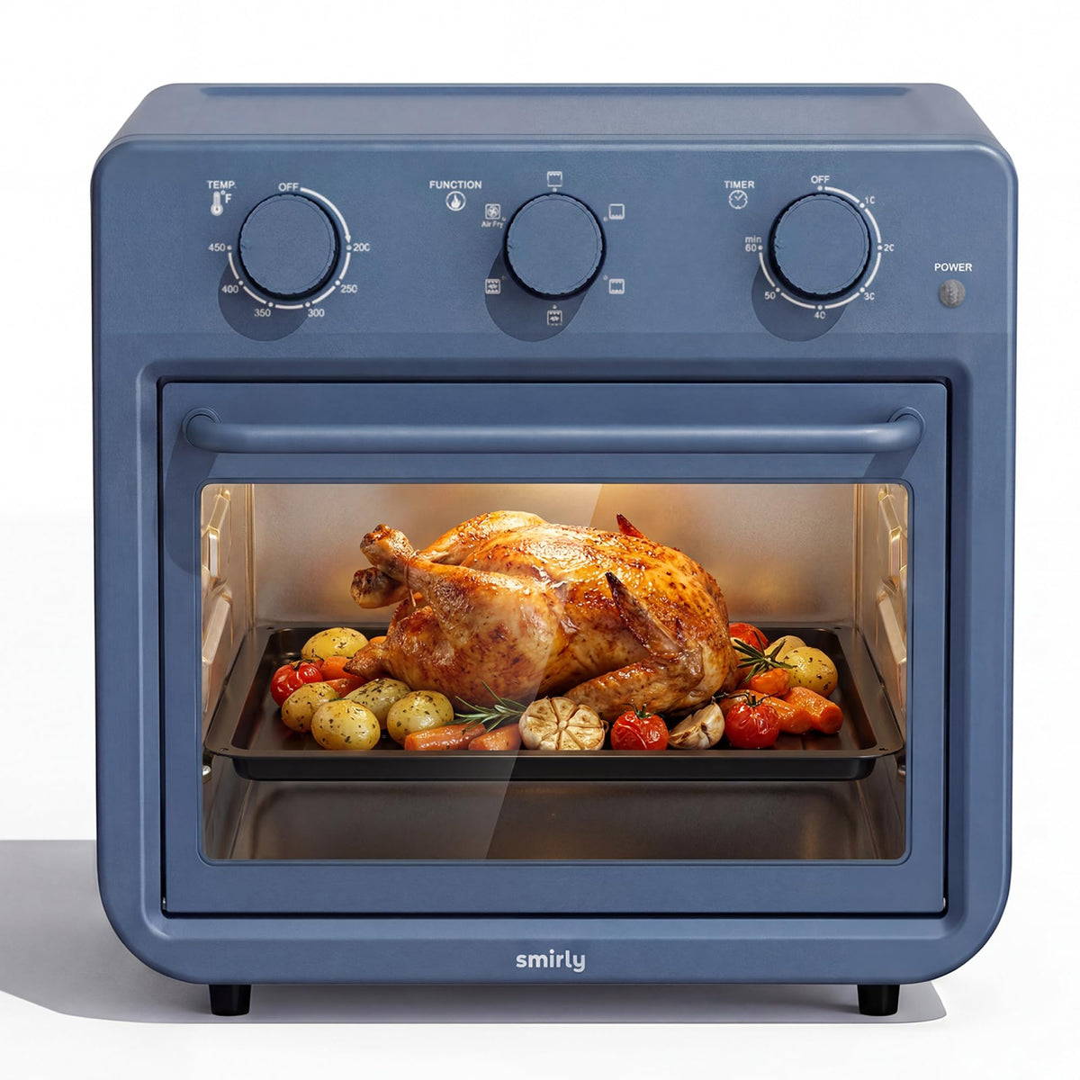 SMIRLY 6-in-1 Air Fryer Toaster Oven Combo, 13QT Small Toaster Oven Black