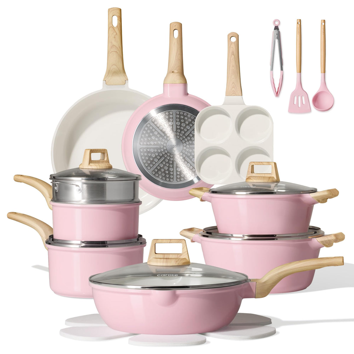 CAROTE Pots and Pans Set, Nonstick Cookware Sets, 20pcs