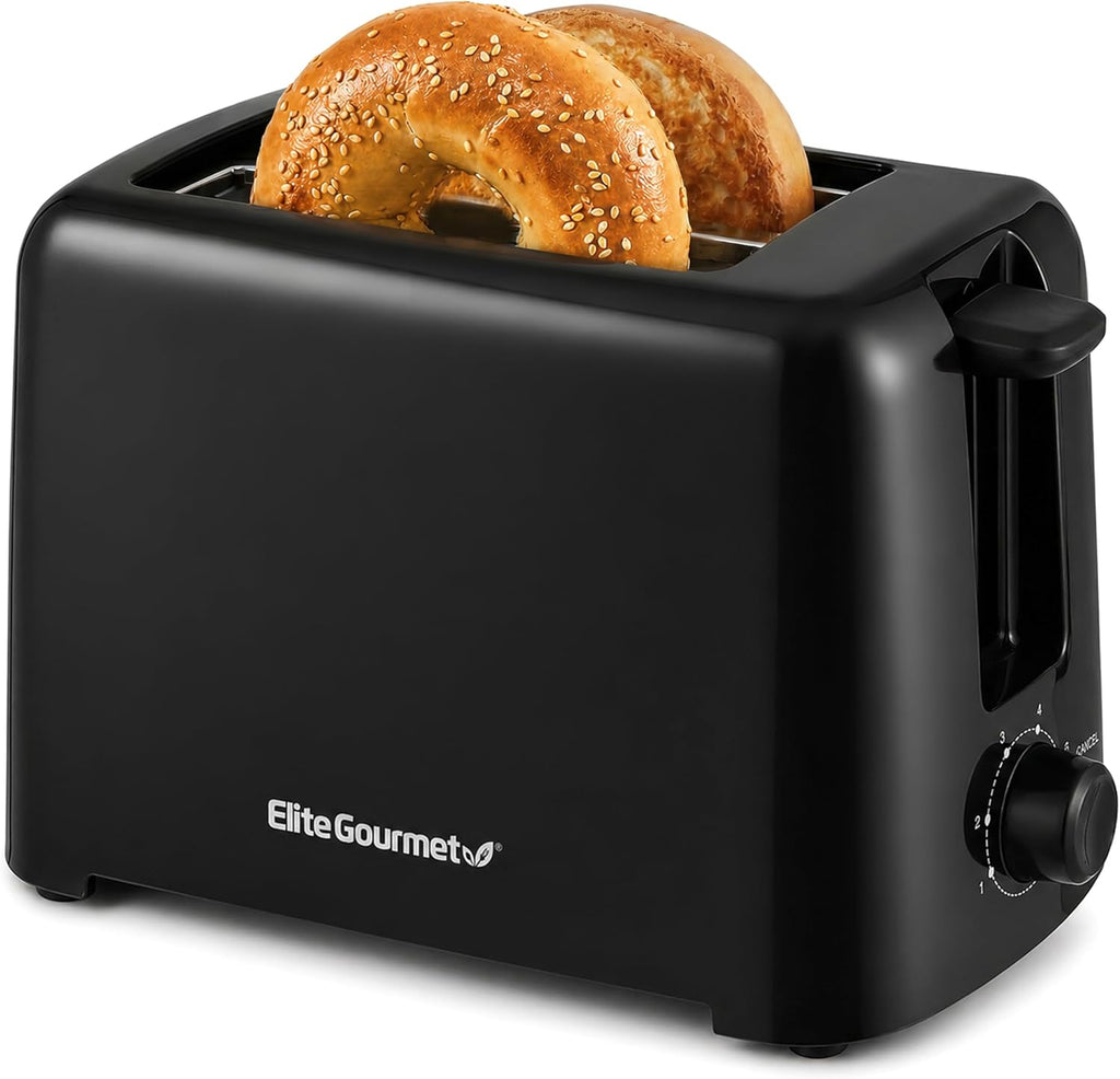 Elite Gourmet 2-Slice Cool-Touch Toaster, 1.25" Extra-Wide Slots, 6 Shades