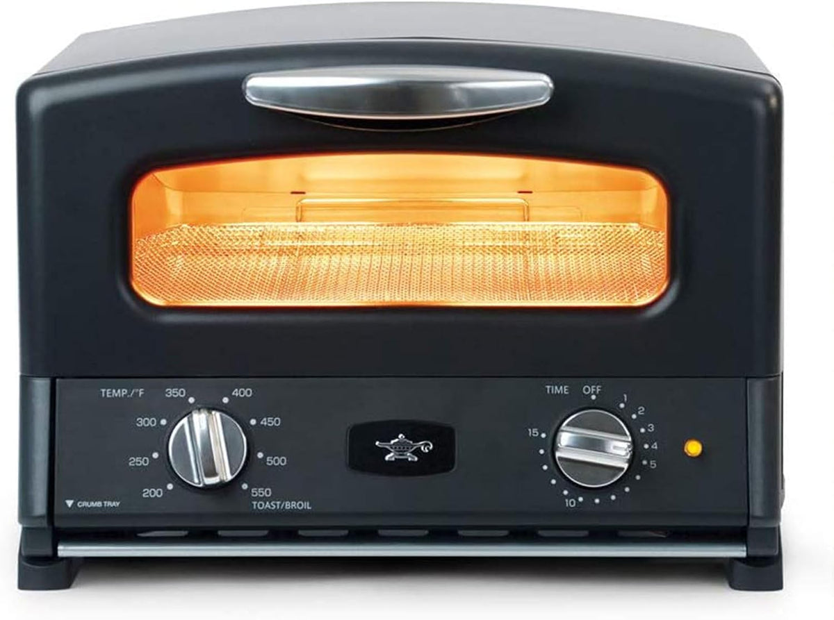 HeatMate Countertop Toaster Oven, Compact Kitchen Appliance with Graphite Heating Technology, Black