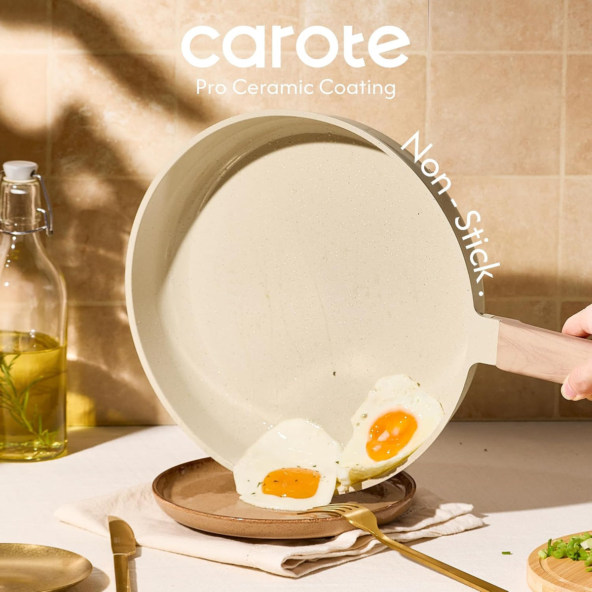 CAROTE Pots and Pans Set, Ceramic Cookware Set, 14pcs
