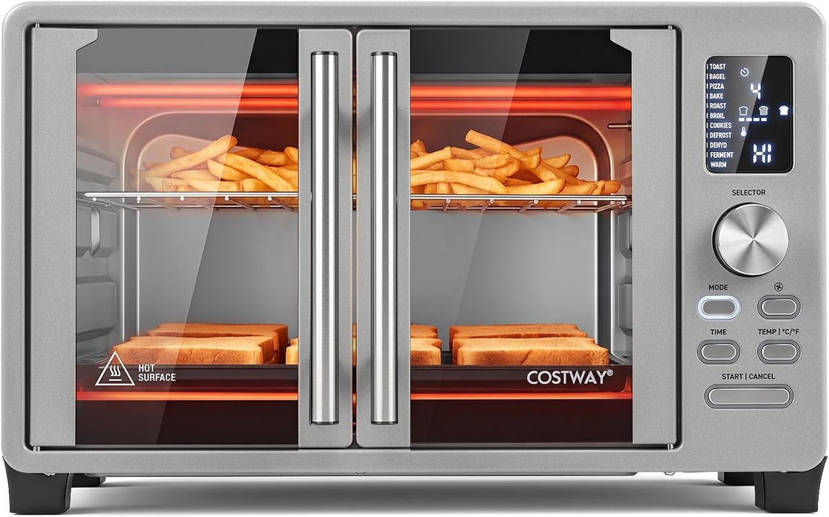 COSTWAY 26.4 QT French Door Toaster Oven Air Fryer with 11 Presets