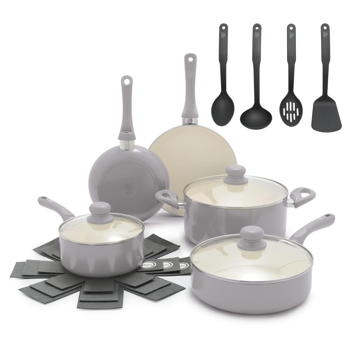 GreenLife 16 Piece Ceramic Nonstick Pots & Pans Cookware Set, Black