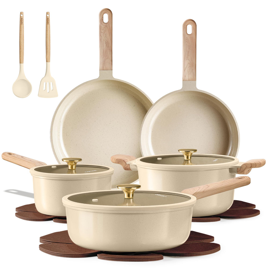 CAROTE Pots and Pans Set, Ceramic Cookware Set, 14pcs
