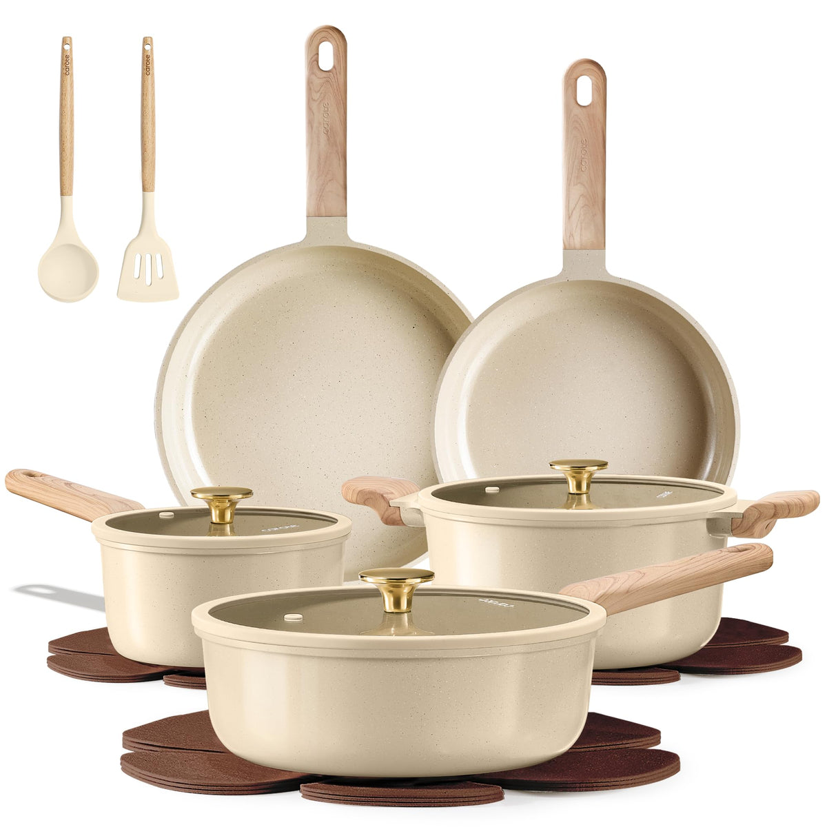 CAROTE Pots and Pans Set, Ceramic Cookware Set, 14pcs