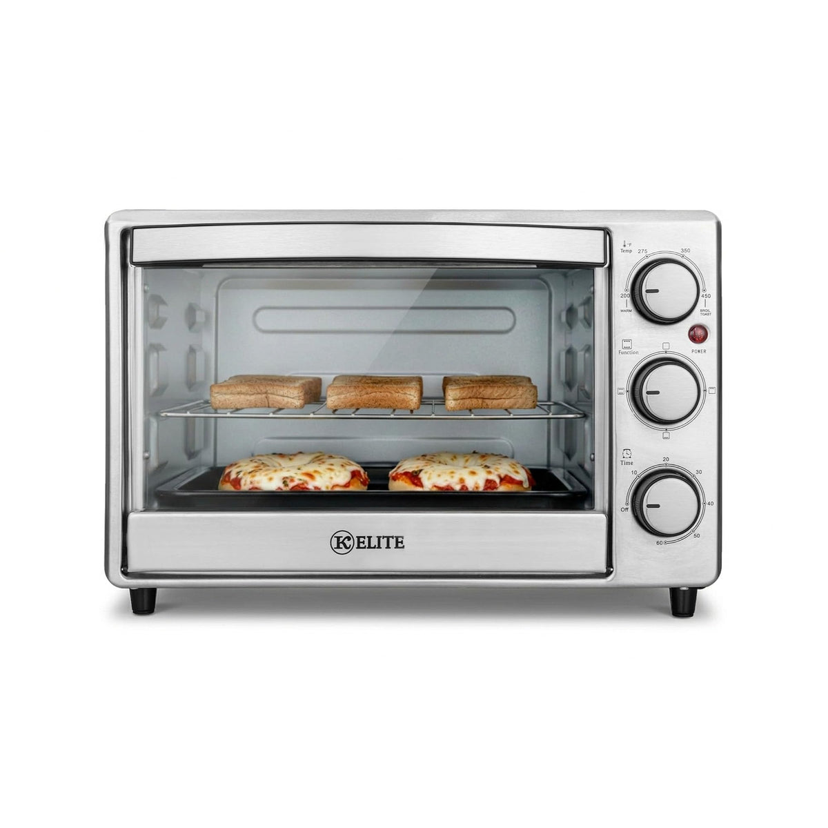 Kitchen Elite Toaster Oven, Compact Countertop Cooking Appliance, White