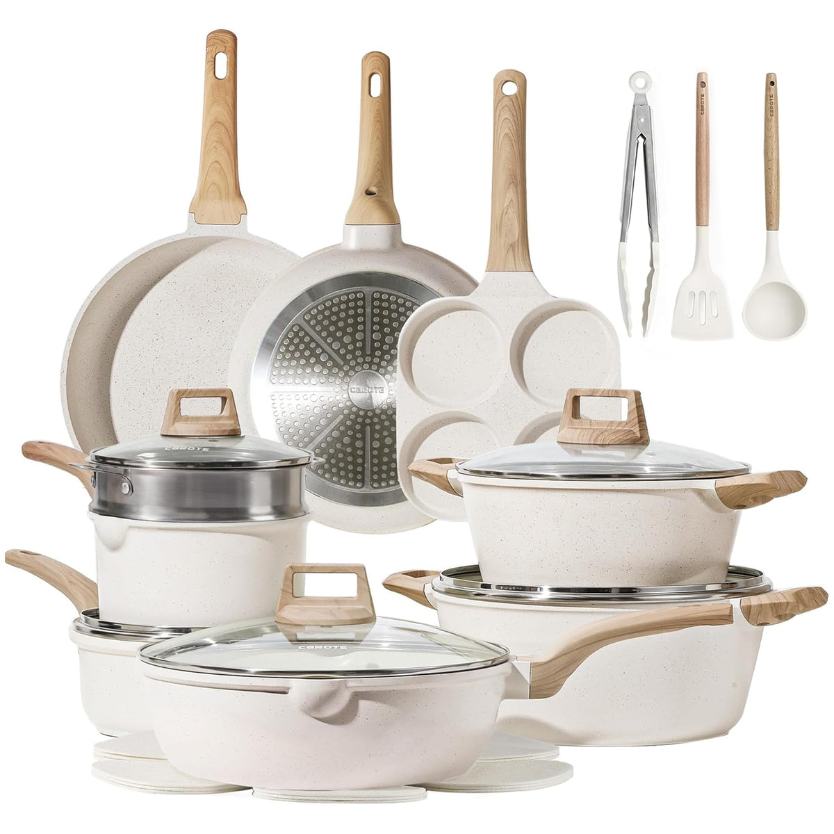 CAROTE 44pcs Pots and Pans, Nonstick Cookware Sets with Bakeware