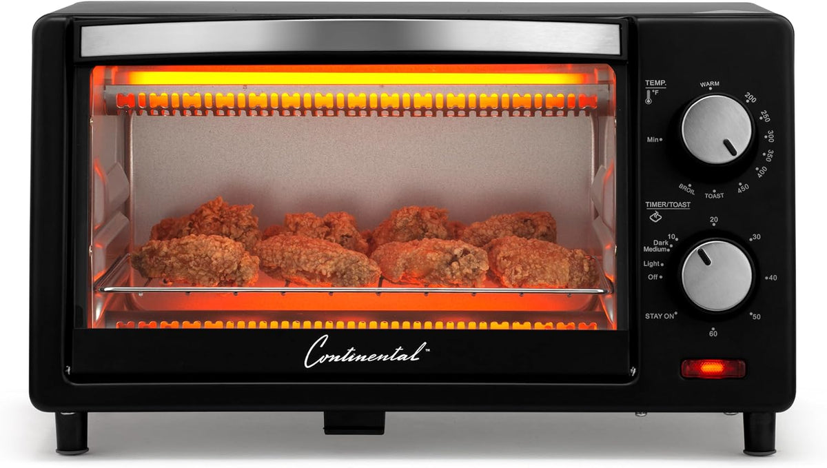Continental Electric 4-Slice Toaster Oven & Broiler, Black CE-TO109