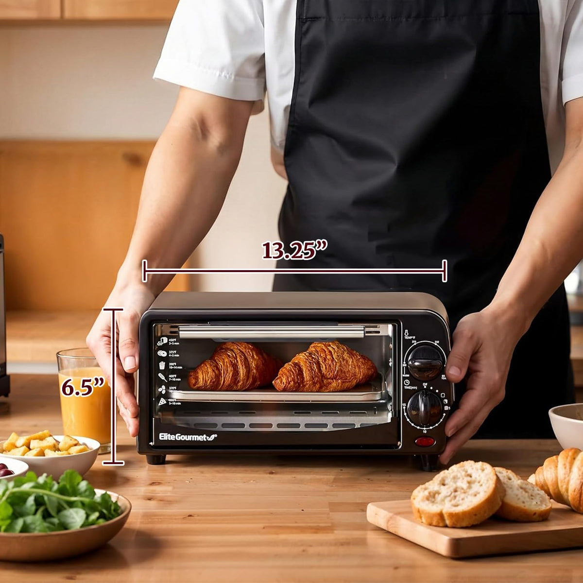 Elite Gourmet ETO236 Compact 2-Slice Toaster Oven, 15-Min Timer, Black