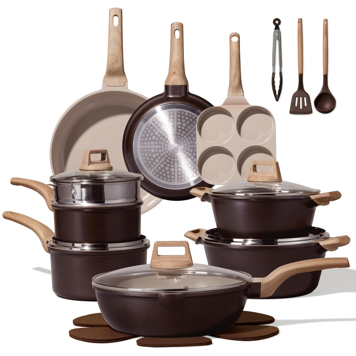 CAROTE 44pcs Pots and Pans, Nonstick Cookware Sets with Bakeware