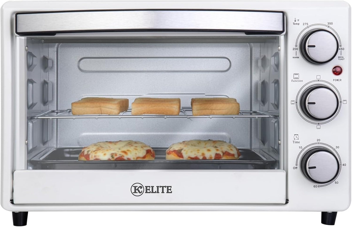 Kitchen Elite Toaster Oven, Compact Countertop Cooking Appliance, White