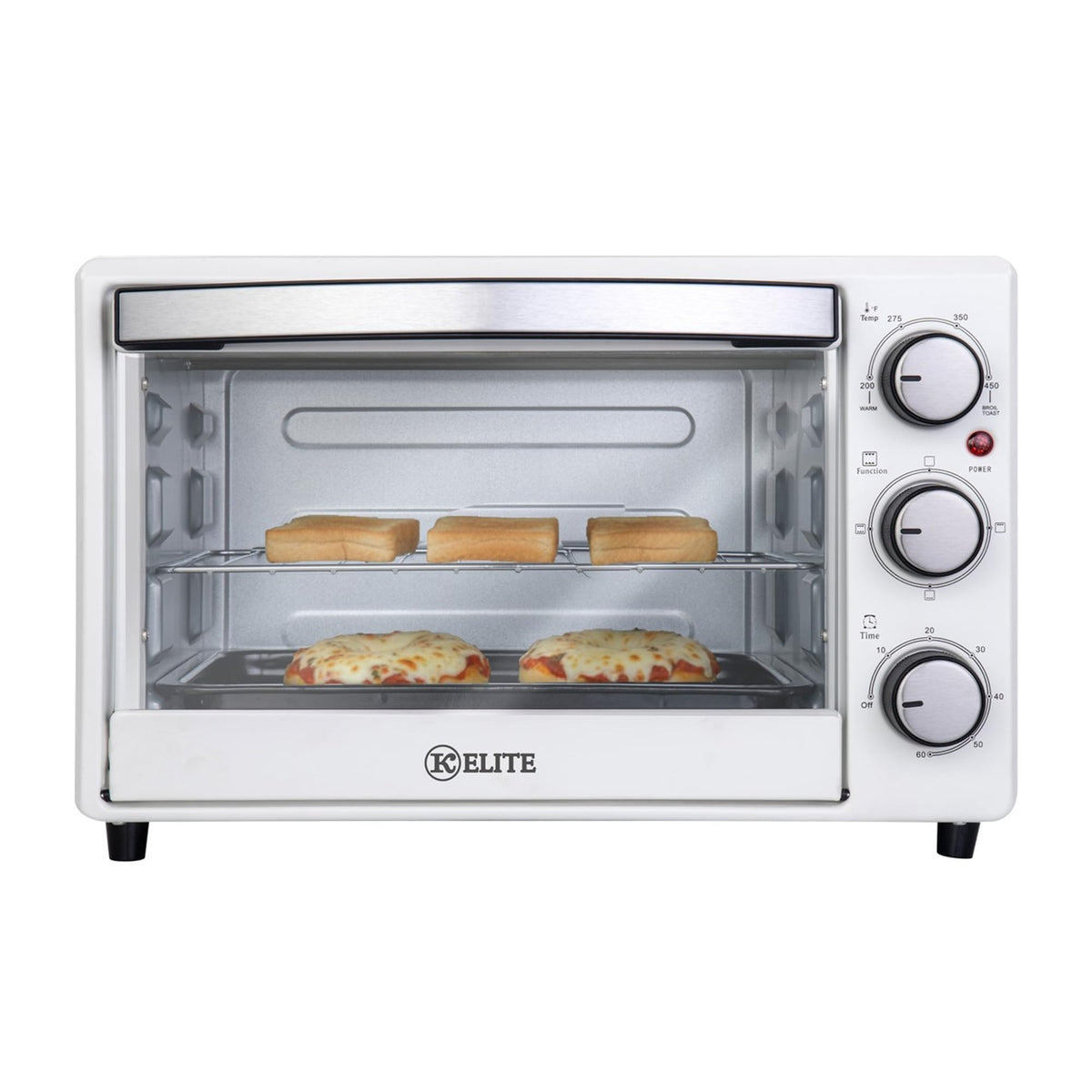 Kitchen Elite Toaster Oven, Compact Countertop Cooking Appliance, White