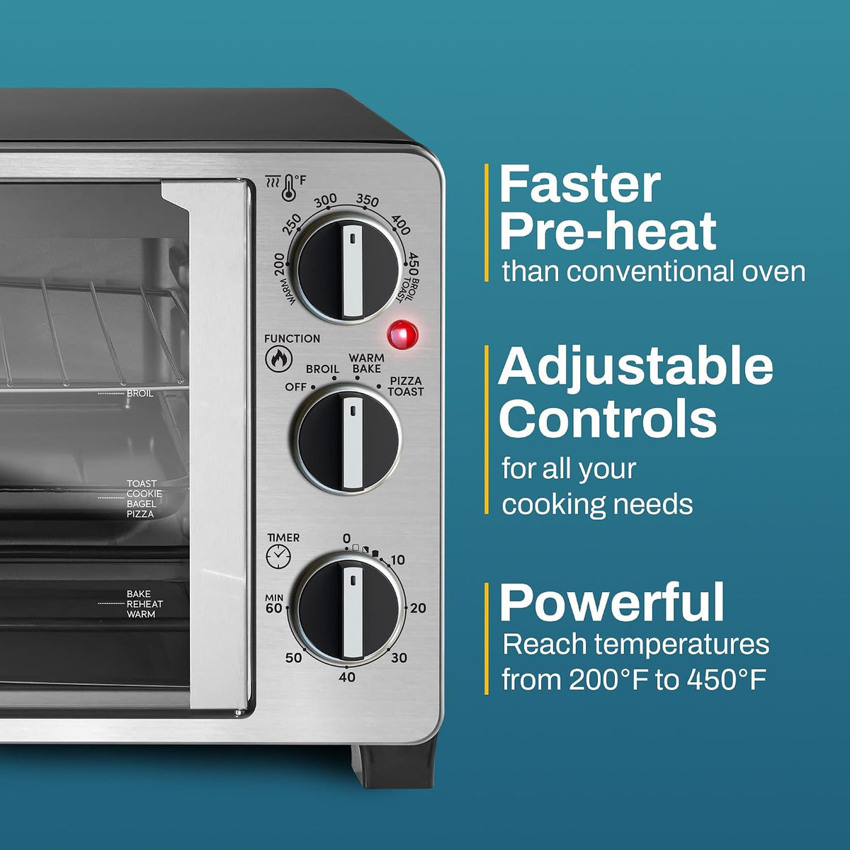 Elite Gourmet ETO2530M Double French Door Oven, 25L, 12" Pizza, SS/Black