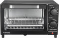 4 Slice Countertop Toaster Oven With 3 Cooking Settings, Black, Includes Baking Rack And Pan, 1050 Watts Quartz Heating Elements