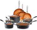 GOTHAM STEEL HAMMERED 13 Pc Ceramic Cookware Set, Titanium & Diamond Coated