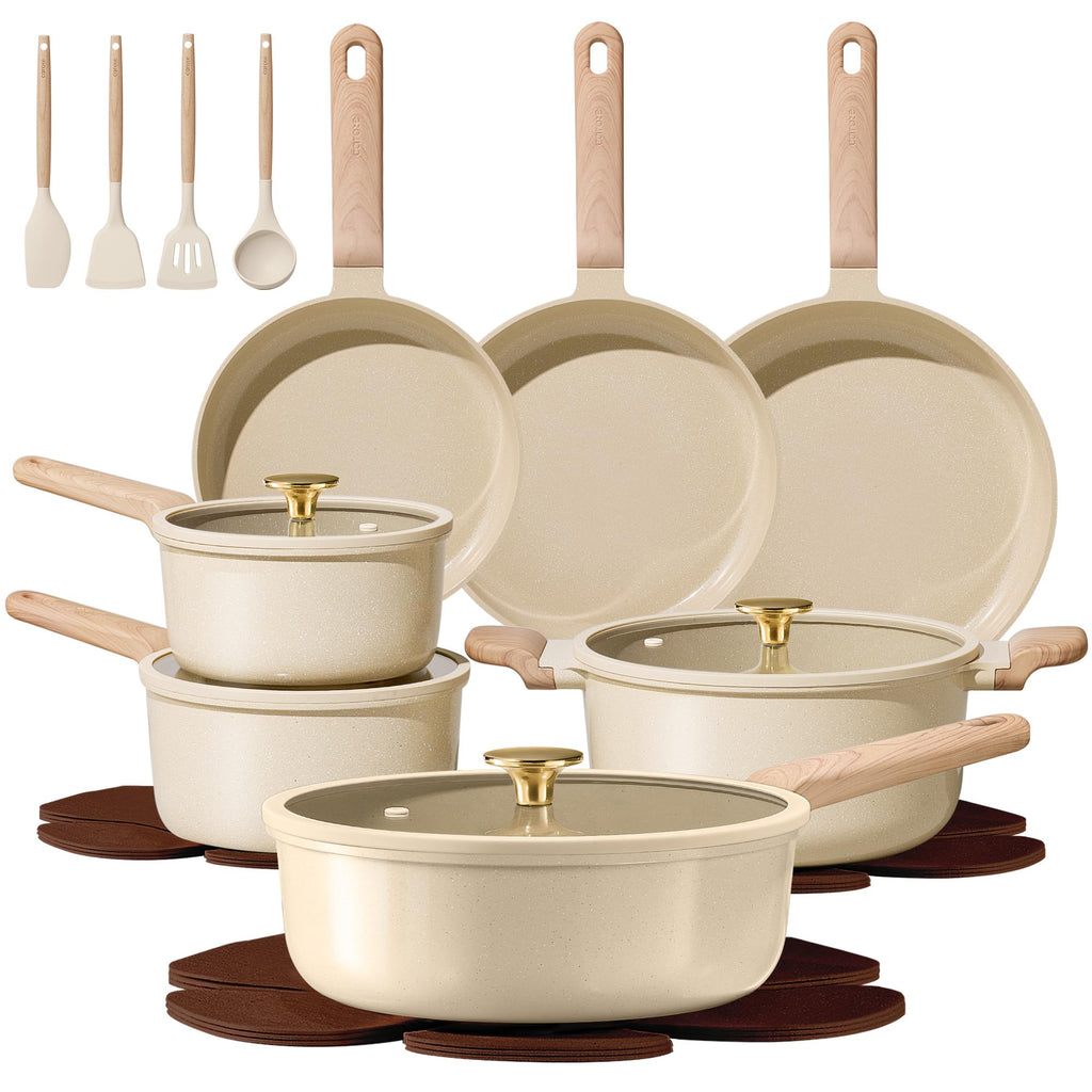 CAROTE Pots and Pans Set, Ceramic Cookware Set, 14pcs