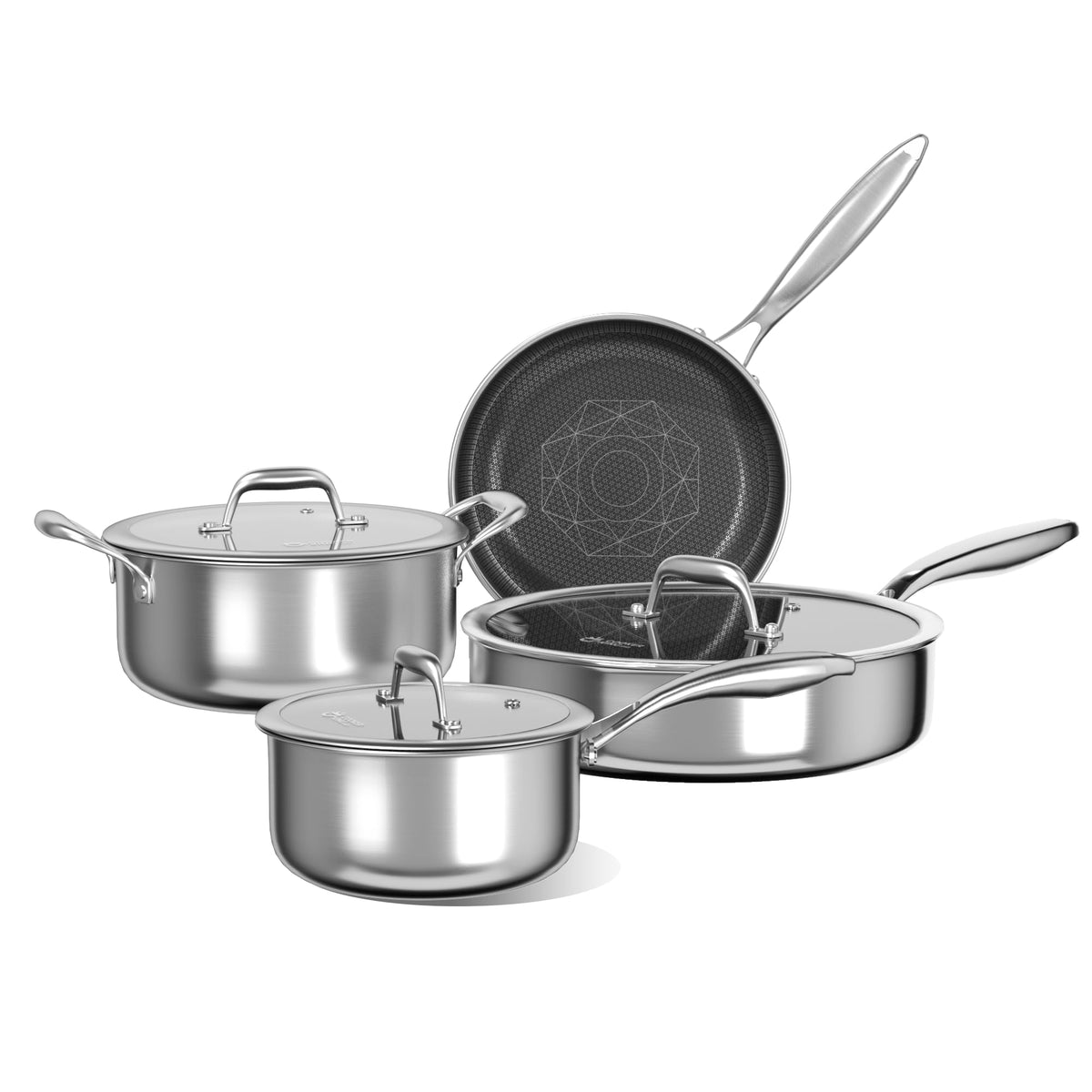 COOKER KING 10pcs Pots and Pans Set Non Stick, Stainless Steel Cookware Set