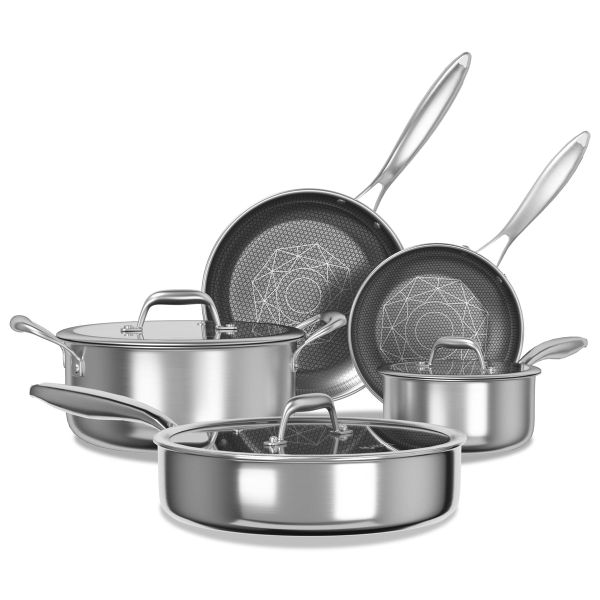 COOKER KING 10pcs Pots and Pans Set Non Stick, Stainless Steel Cookware Set