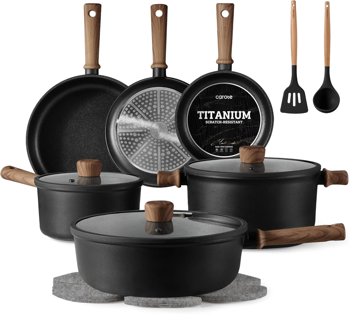 CAROTE 16pcs Pots and Pans Set, Nonstick Cookware Sets