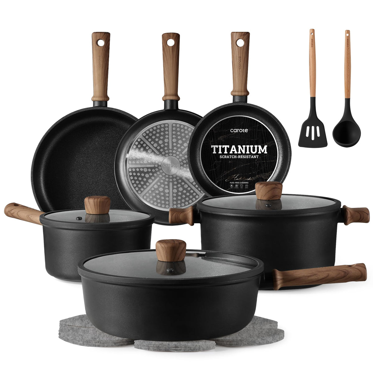CAROTE 16pcs Pots and Pans Set, Nonstick Cookware Sets