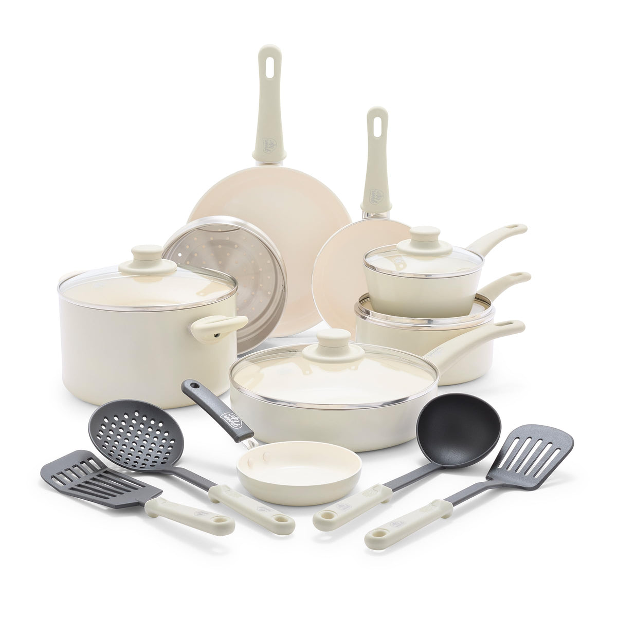 GreenLife 16 Piece Ceramic Nonstick Pots & Pans Cookware Set, Black