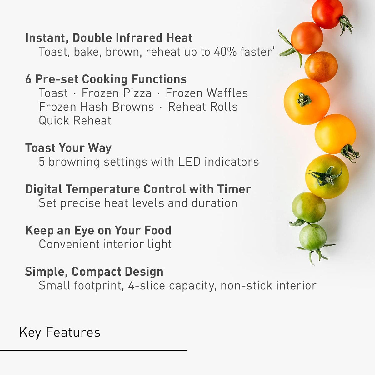 Panasonic FlashXpress Toaster Oven Countertop, 4-Slice Small Toaster Oven Compact Size with Double Infrared Heating, 6 Auto Cook Options and Precise Temperature Control, 1300W - NB-G110P (Silver)