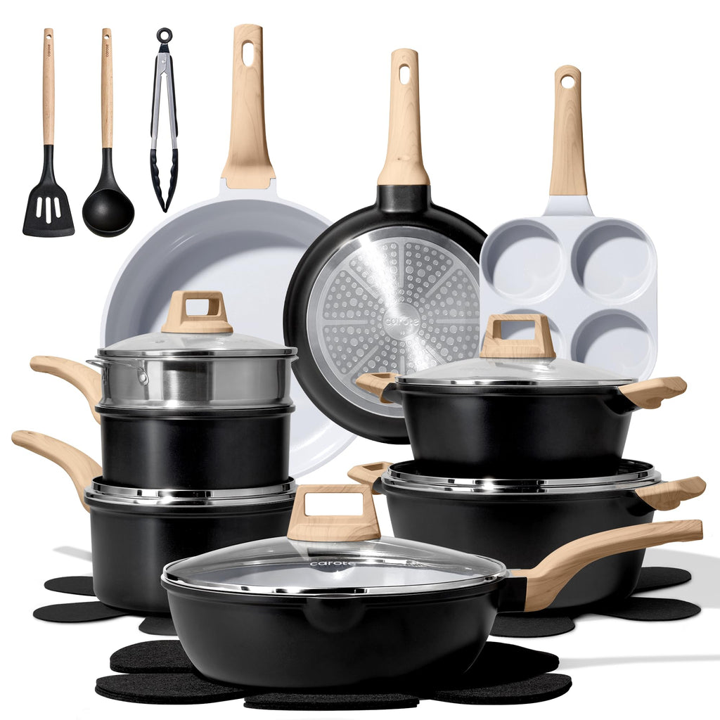 CAROTE 44pcs Pots and Pans, Nonstick Cookware Sets with Bakeware