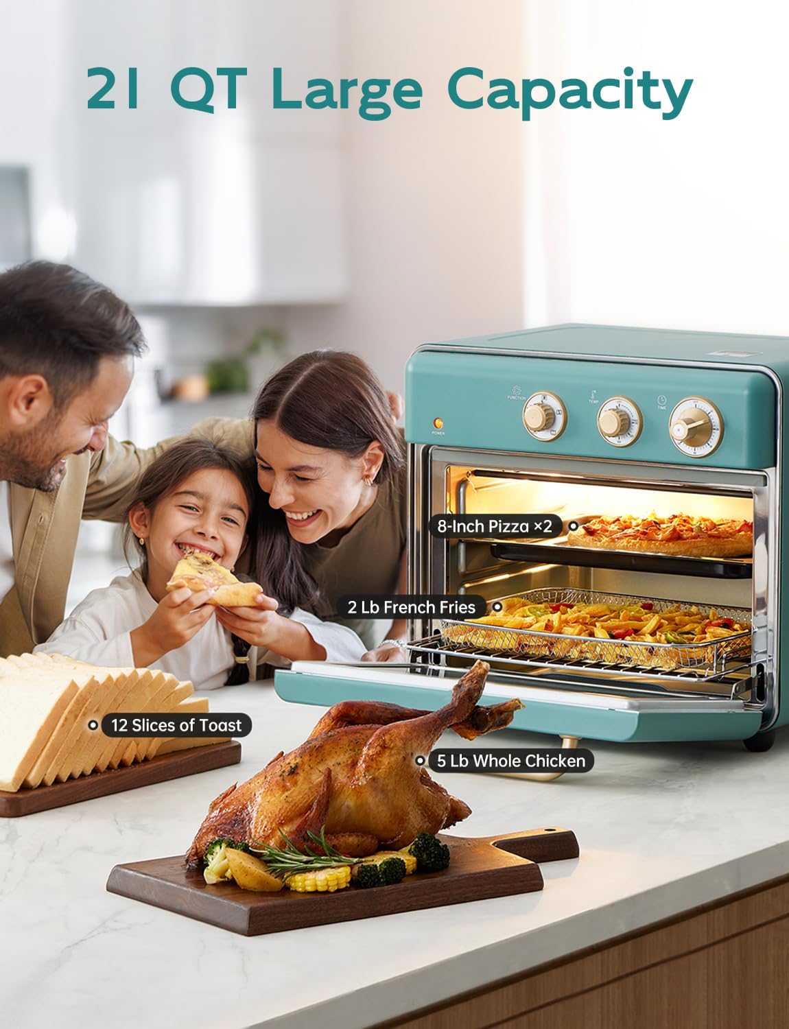 Neretva 21 QT Capacity and 6-in-1 Multifunctional Toaster Oven & Air Fryer