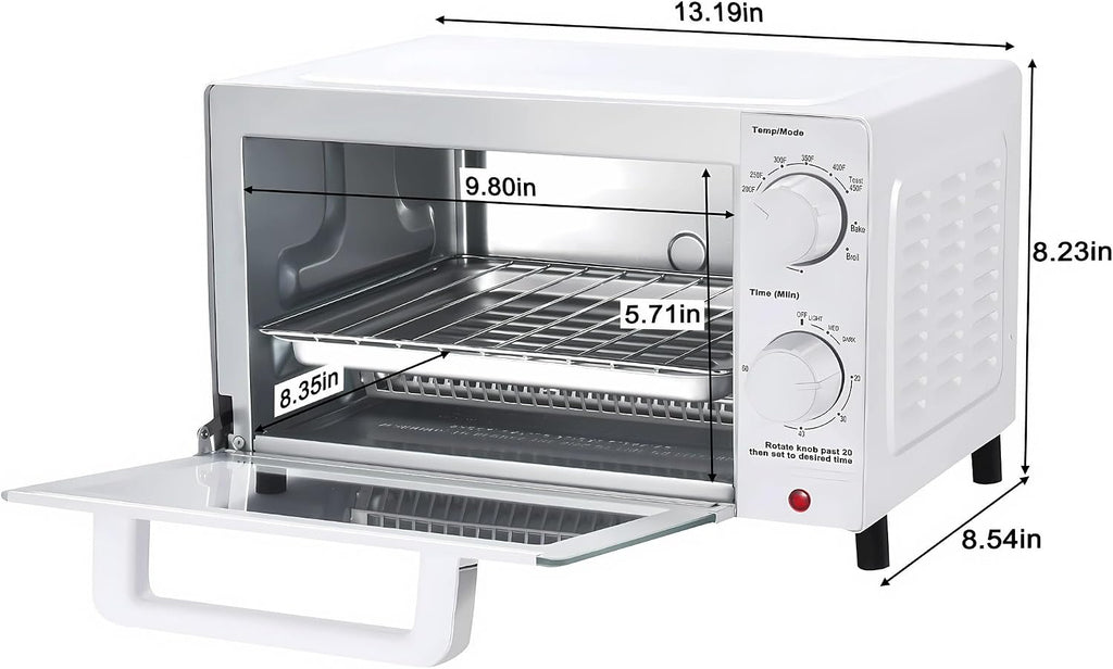 Four-piece countertop oven, three baking settings, includes a rack and baking pan, Arctic White