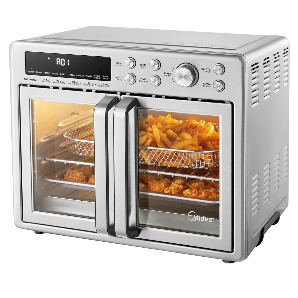Midea Flexify Slim 8-in-1 French Door Toaster Oven Air Fryer Combo, 25QT