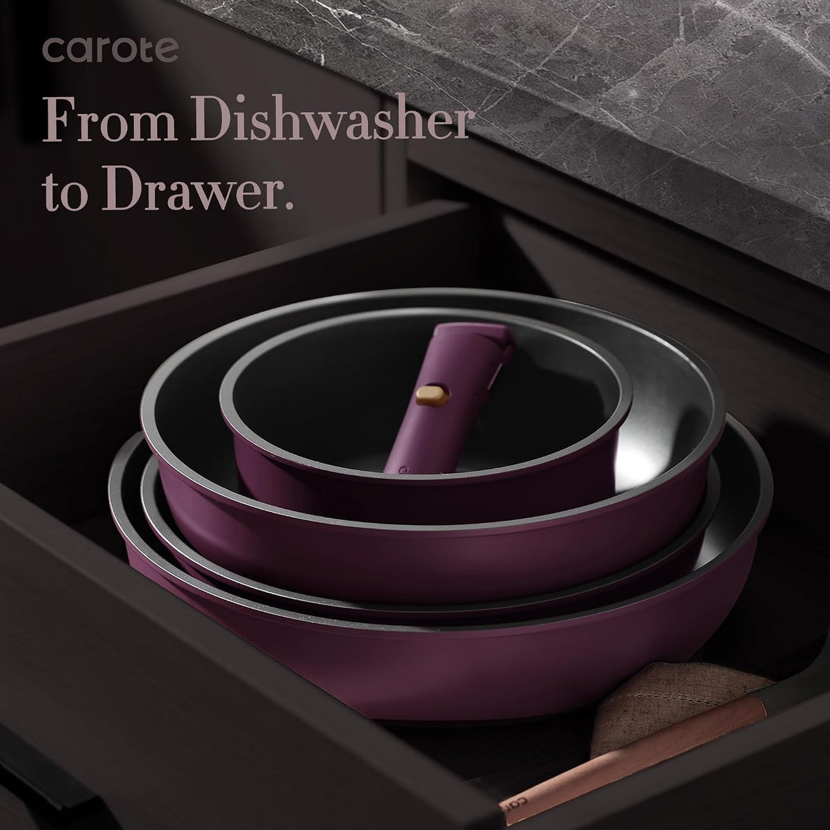 CAROTE 21pcs Pots and Pans Set Non Stick, Detachable Handle Cookware Sets