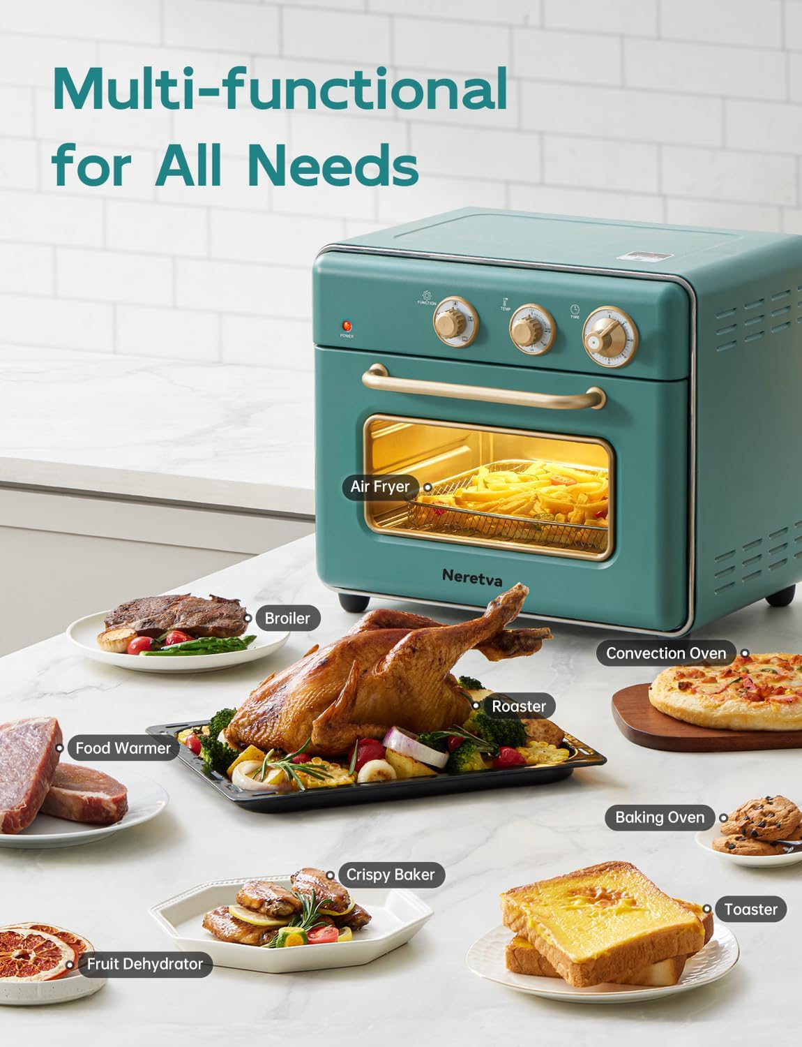 Neretva 21 QT Capacity and 6-in-1 Multifunctional Toaster Oven & Air Fryer