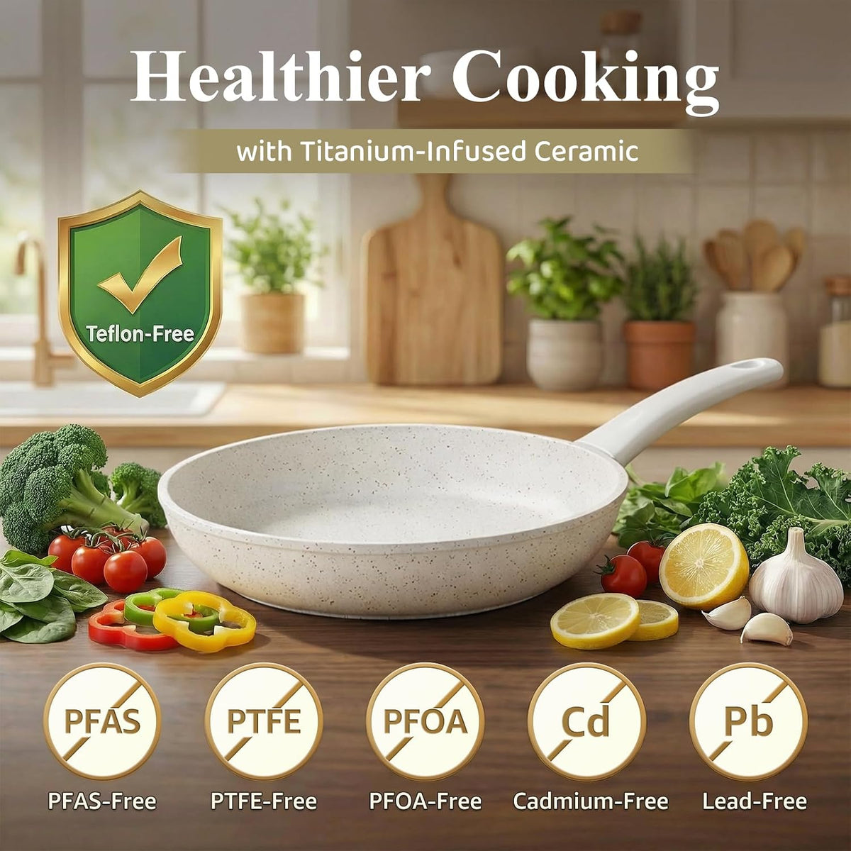 Bazova 24Pcs Pots and Pans Set Non Stick,Titanium Ceramic Cookware Sets