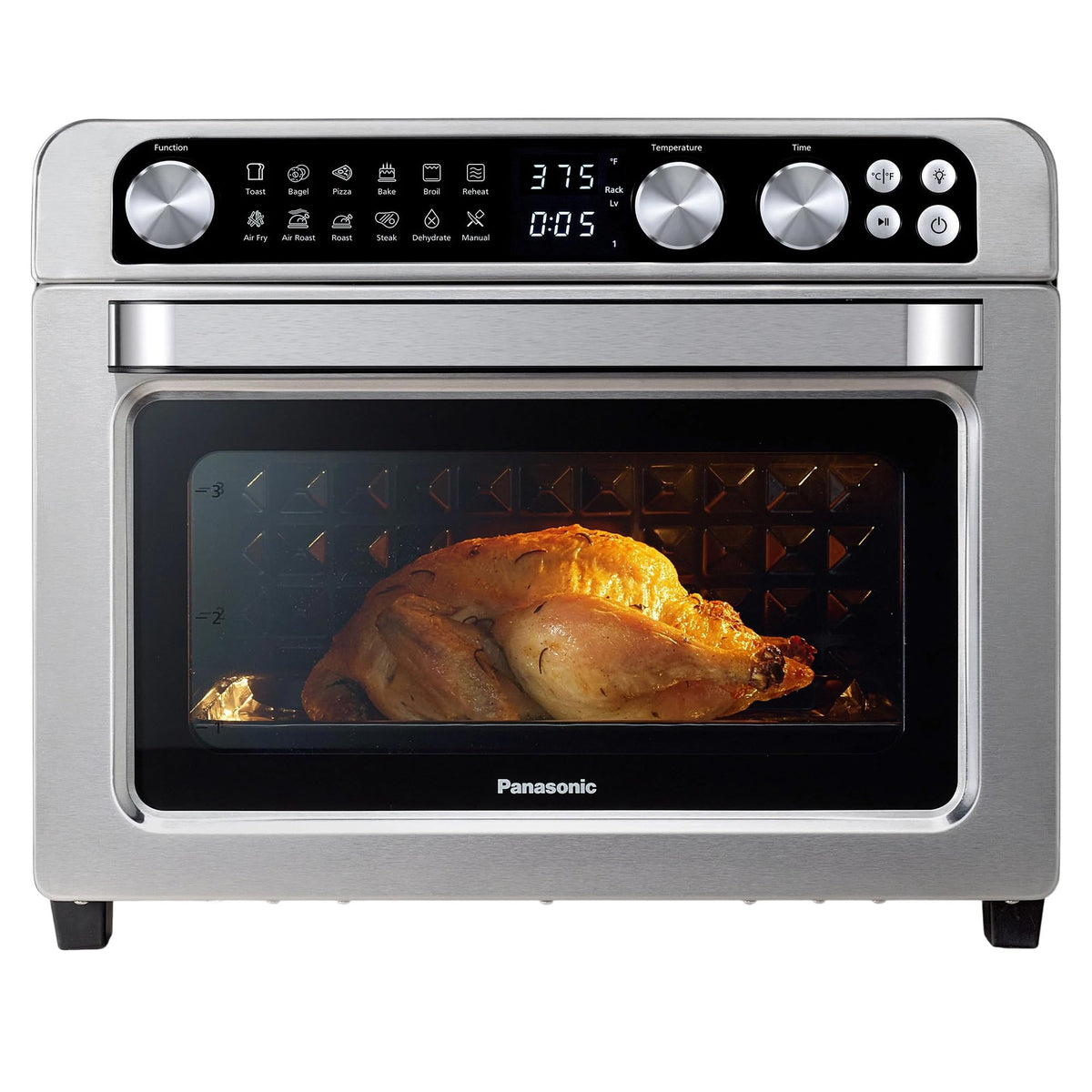 Panasonic FlashXpress Toaster Oven Countertop, 4-Slice Small Toaster Oven Compact Size with Double Infrared Heating, 6 Auto Cook Options and Precise Temperature Control, 1300W - NB-G110P (Silver)