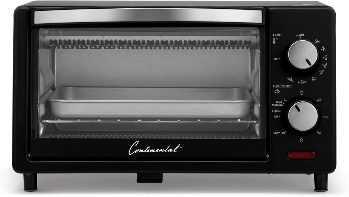 Continental Electric 4-Slice Toaster Oven & Broiler, Black CE-TO109