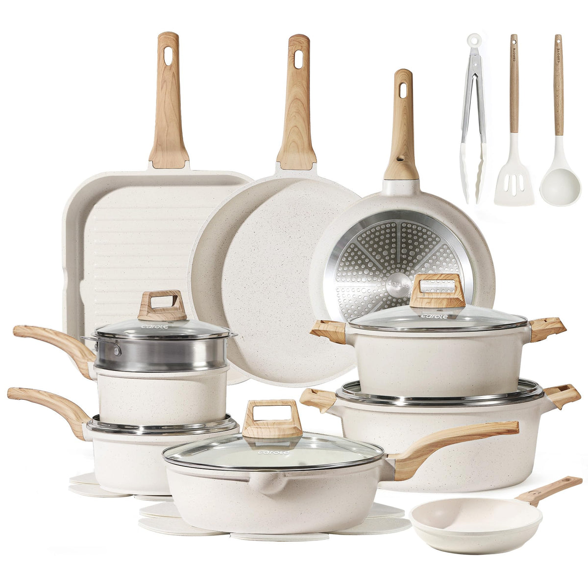 CAROTE 44pcs Pots and Pans, Nonstick Cookware Sets with Bakeware