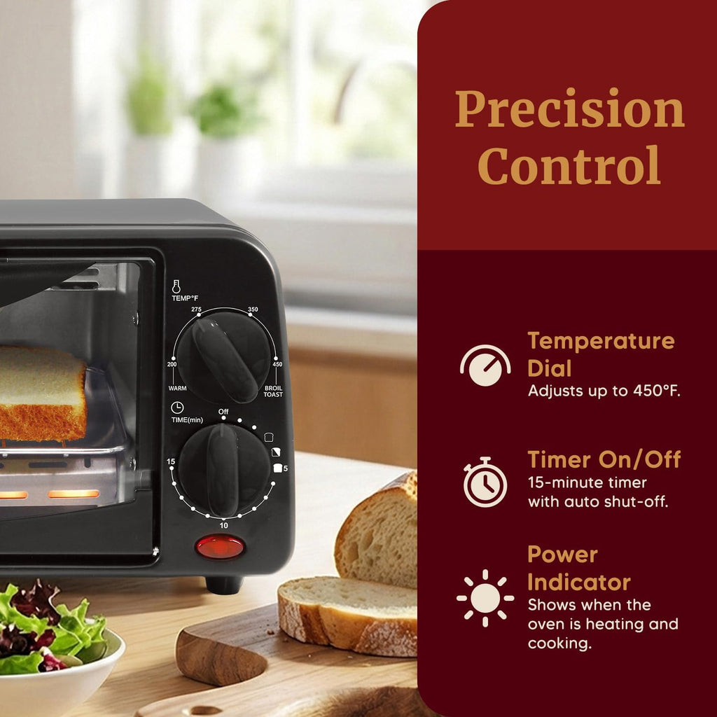 Elite Gourmet ETO236 Compact 2-Slice Toaster Oven, 15-Min Timer, Black