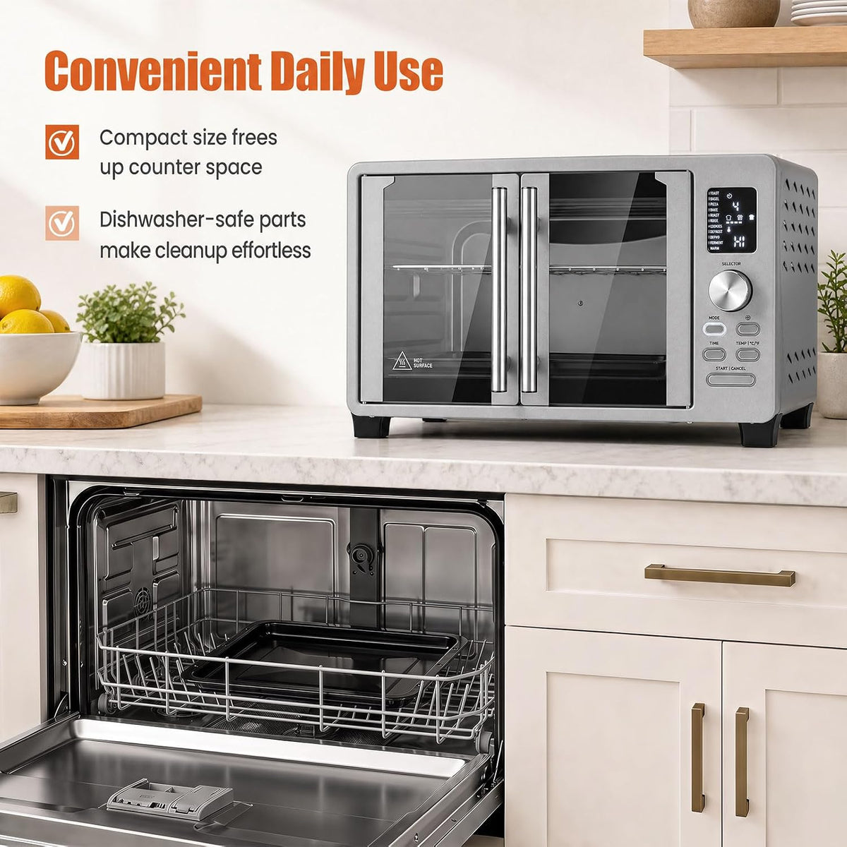 DORTALA 26.4 QT French Door Air Fryer Toaster Oven Combo, 1500W