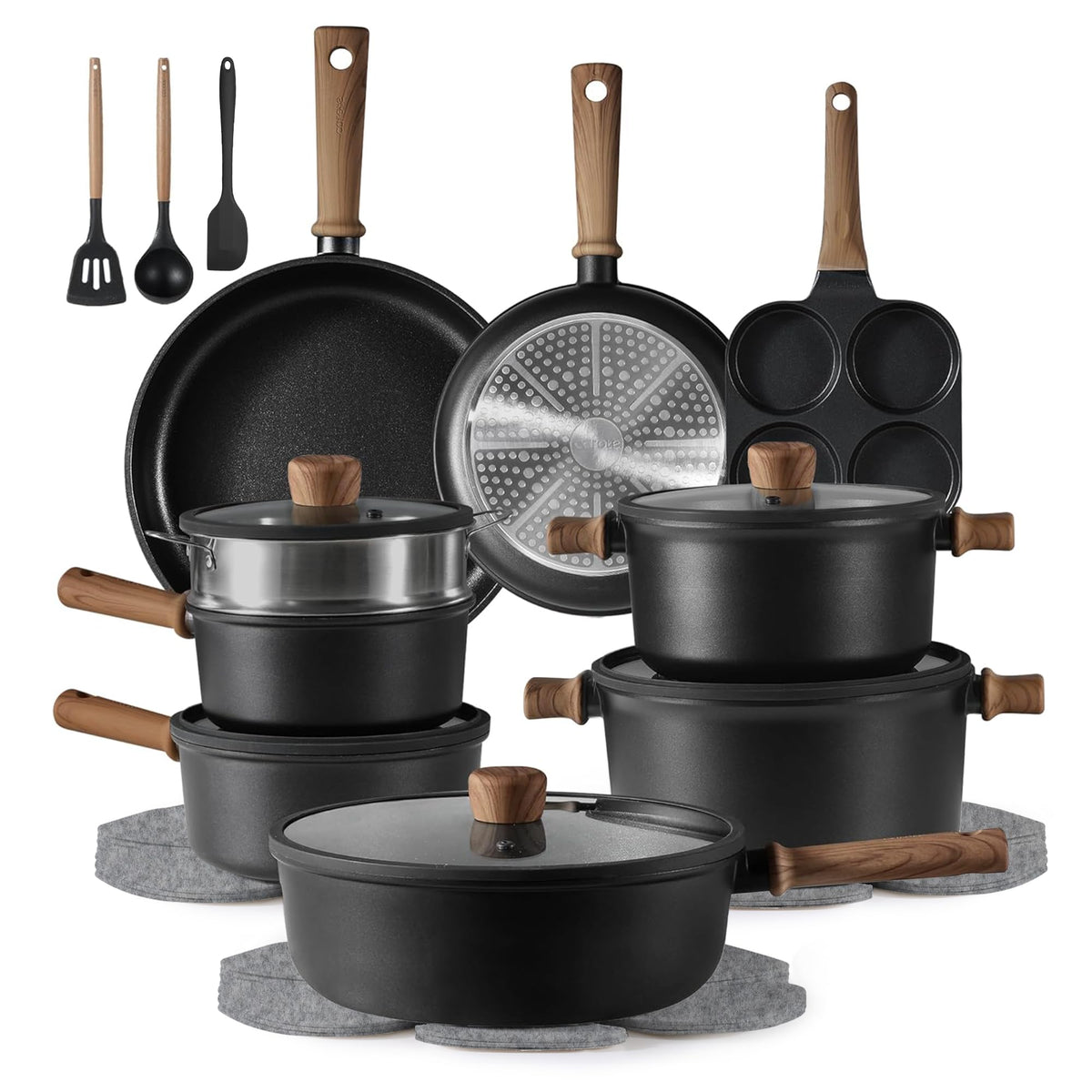 CAROTE 16pcs Pots and Pans Set, Nonstick Cookware Sets