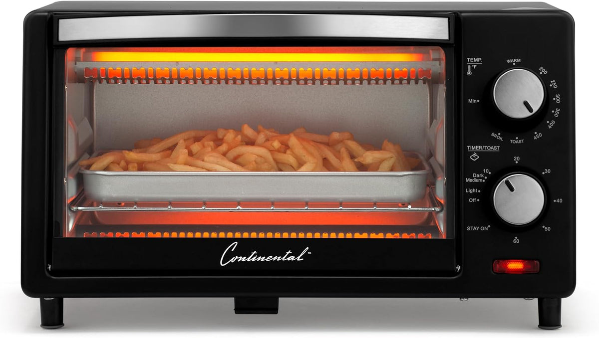 Continental Electric 4-Slice Toaster Oven & Broiler, Black CE-TO109