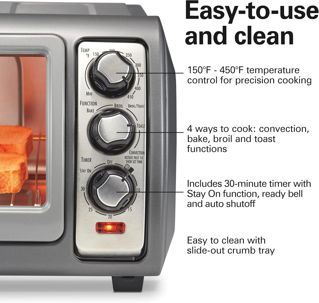 Hamilton Beach Easy Reach 6 Slice Countertop Convection Toaster Oven