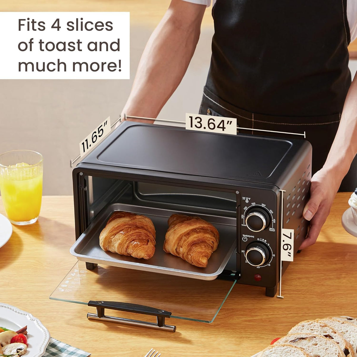 Elite Gourmet ETO490 9L/4-Slice Oven, 30-Min Timer, Adj. Temp, Black